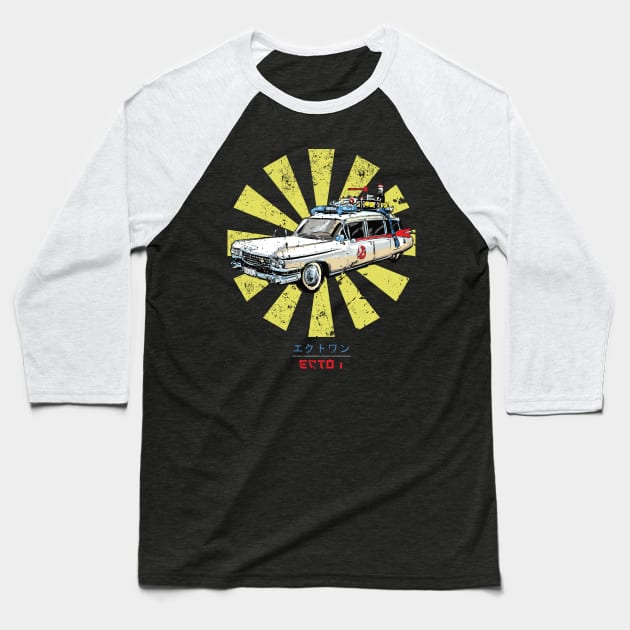 Ghostbusters Ecto 1 Retro Japanese Baseball T-Shirt by Nova5